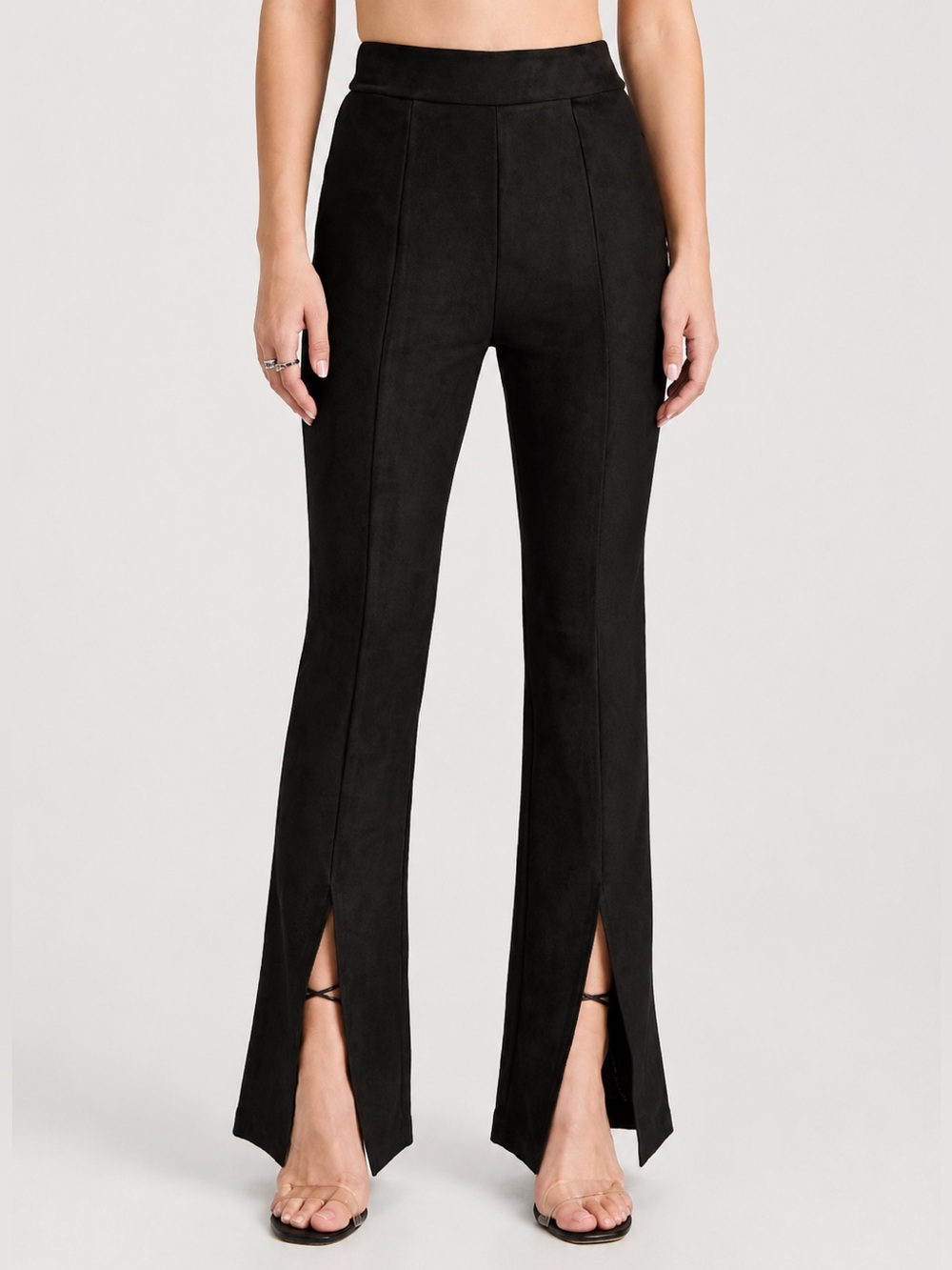 Commando Faux Suede High Waist Front Split Flare Pants Size Small